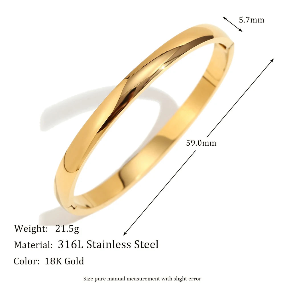 Ebbelle Pulseiras de formato oval com protuberância brilhante de vários tamanhos 18K banhado a ouro em aço inoxidável joias femininas hipoalergênicas à prova d'água