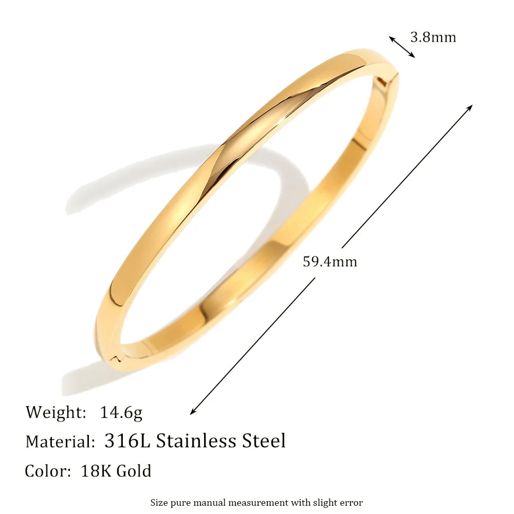 Ebbelle Pulseiras de formato oval com protuberância brilhante de vários tamanhos 18K banhado a ouro em aço inoxidável joias femininas hipoalergênicas à prova d'água