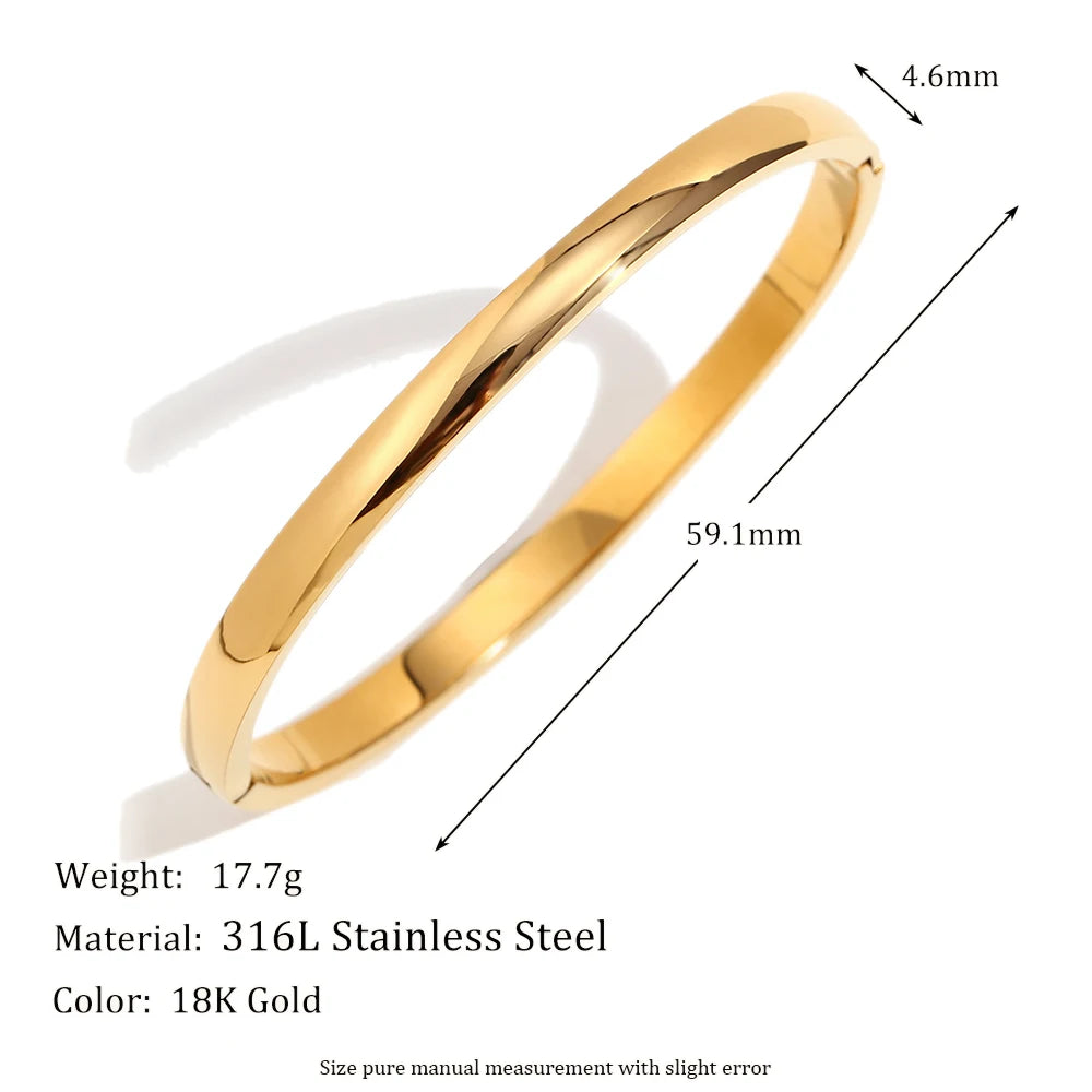 Ebbelle Pulseiras de formato oval com protuberância brilhante de vários tamanhos 18K banhado a ouro em aço inoxidável joias femininas hipoalergênicas à prova d'água