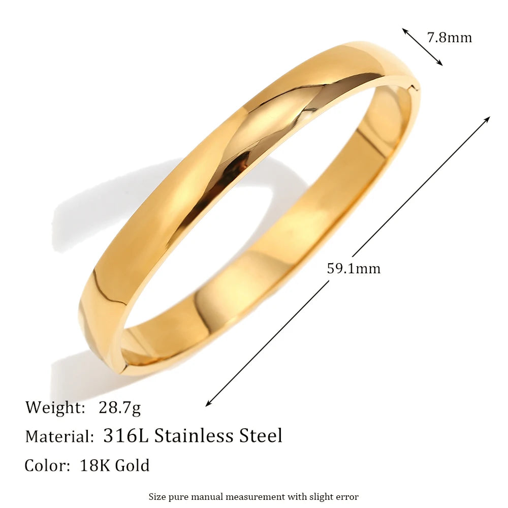 Ebbelle Pulseiras de formato oval com protuberância brilhante de vários tamanhos 18K banhado a ouro em aço inoxidável joias femininas hipoalergênicas à prova d'água