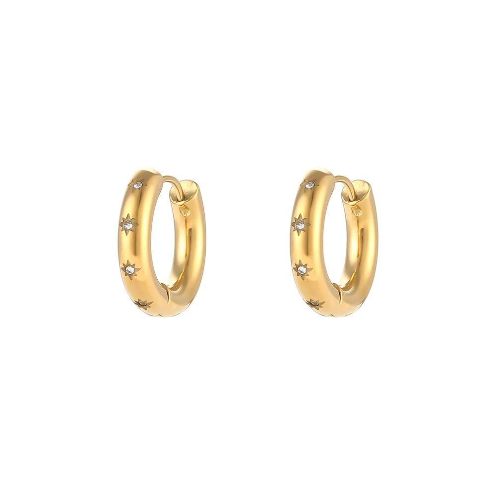 E.B. Belle-brincos grossos não manchados para mulheres, jóias com strass dourado estrela AAA zircão cz, moda, 2024
