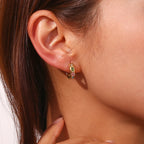 E.B.belle Brincos de argola de zircônia coloridos sem manchas brincos banhados a ouro 18K para mulheres joias de aço inoxidável 316L