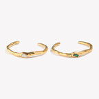 Ebbelle Pulseira de zircão retangular de abertura irregular 18K banhada a ouro cor verde pulseiras de mão femininas de aço inoxidável 316L