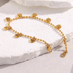Ebbelle Pulseira criativa de cor mista redonda com miçangas coração pulseira banhada a ouro 18K joias da moda em aço inoxidável