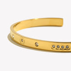 E.B.belle Pulseira com fivela de zircônia pontilhada, resistente à água, pulseira de aço inoxidável 316L para mulheres, joias banhadas a ouro 18K