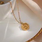 E.B.belle-Colar de aço inoxidável para mulher, banhado a ouro 18K, fundição romântica doce, colar Sakura, flores de cerejeira, colares de flores