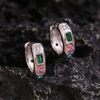 E.B.belle Brincos de argola de zircônia coloridos sem manchas brincos banhados a ouro 18K para mulheres joias de aço inoxidável 316L