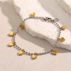 Ebbelle Pulseira criativa de cor mista redonda com miçangas coração pulseira banhada a ouro 18K joias da moda em aço inoxidável