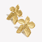 Ebbelle elegante romântico flor brincos para mulher à prova dwaterproof água de aço inoxidável dourado forma floral jóias presente para senhoras