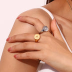 Anel de vedação E.B.belle Aspect North Star cor prata à prova d'água joias de aço inoxidável 316L acessórios banhados a ouro 18K