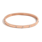 E.B.belle Pulseira com fivela de zircônia pontilhada, resistente à água, pulseira de aço inoxidável 316L para mulheres, joias banhadas a ouro 18K