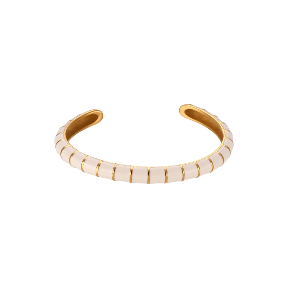 Design Caterpillar Pulseiras para Mulheres, Pulseiras Coloridas de Esmalte, Punho de Aço Inoxidável, Jóias Y2K Bonitos, Verão