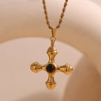 E.B. Belle-Ágata Leme Forma Colar Pingente, 18K banhado a ouro, aço inoxidável, Twists Cadeia, Pedra Natural, Cor Marrom