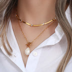 E.B.belle Design elegante oval quadrado zircão pedra espinha de peixe corrente gargantilha colar de aço inoxidável 18k joias banhadas a ouro