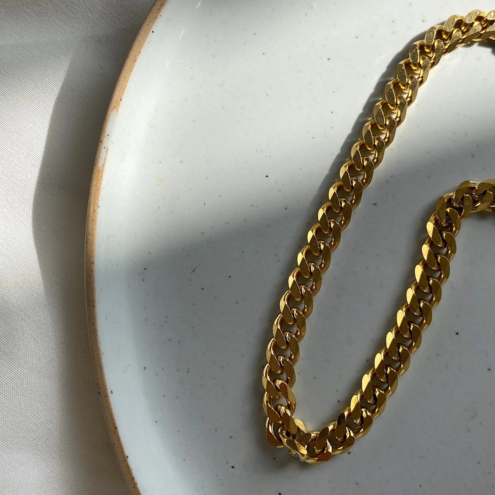 Aço inoxidável banhado a ouro Chunky colar de corrente cubana para mulheres, anti-alérgico, sem manchas, minimalista, E.B.