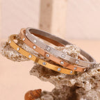 E.B.belle Pulseira com fivela de zircônia pontilhada, resistente à água, pulseira de aço inoxidável 316L para mulheres, joias banhadas a ouro 18K
