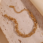 E b belle loja oficial oval flor artesanal corrente pulseira 18k banhado a ouro pulseiras de mão femininas 316l jóias de aço inoxidável