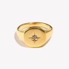Anel de vedação E.B.belle Aspect North Star cor prata à prova d'água joias de aço inoxidável 316L acessórios banhados a ouro 18K