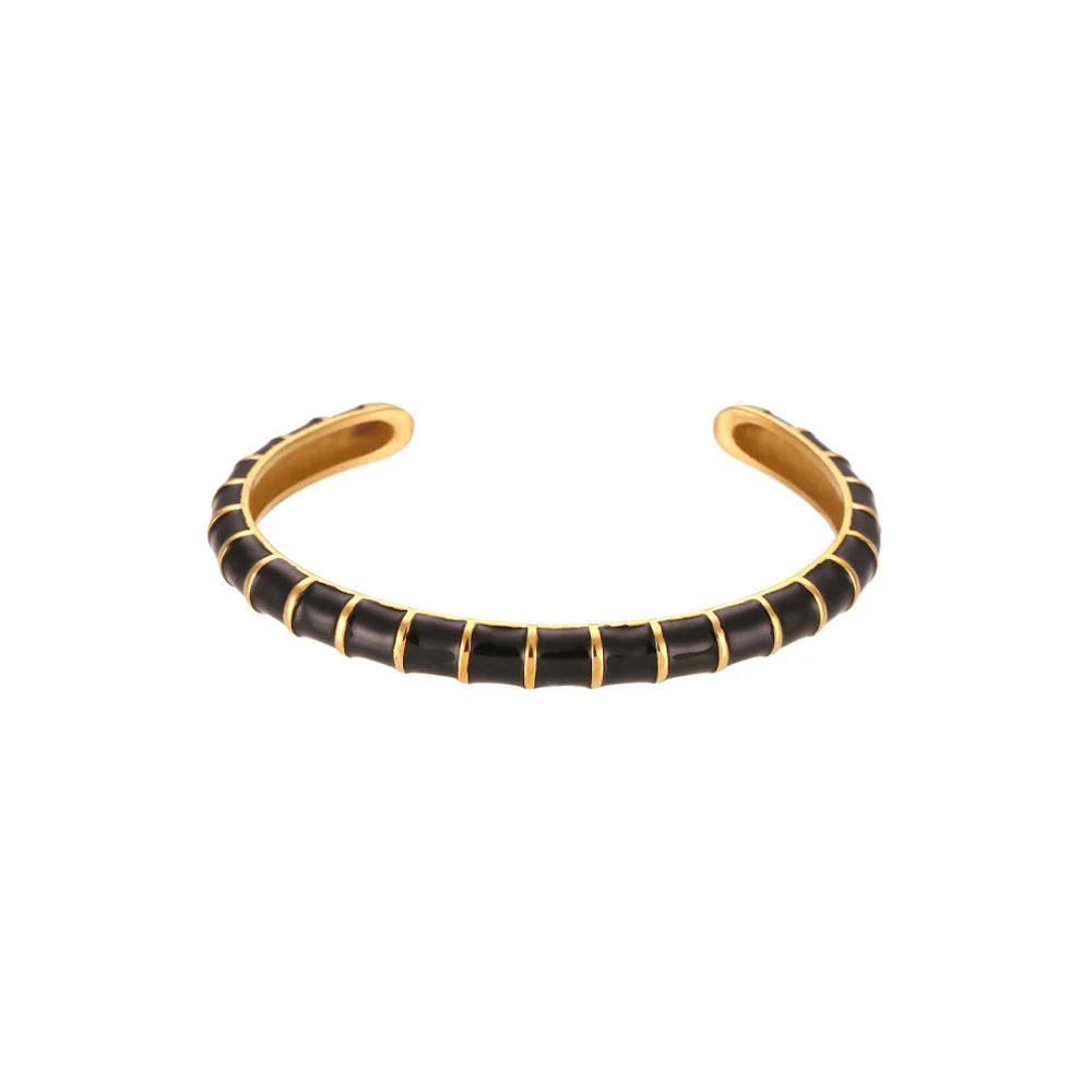 Design Caterpillar Pulseiras para Mulheres, Pulseiras Coloridas de Esmalte, Punho de Aço Inoxidável, Jóias Y2K Bonitos, Verão