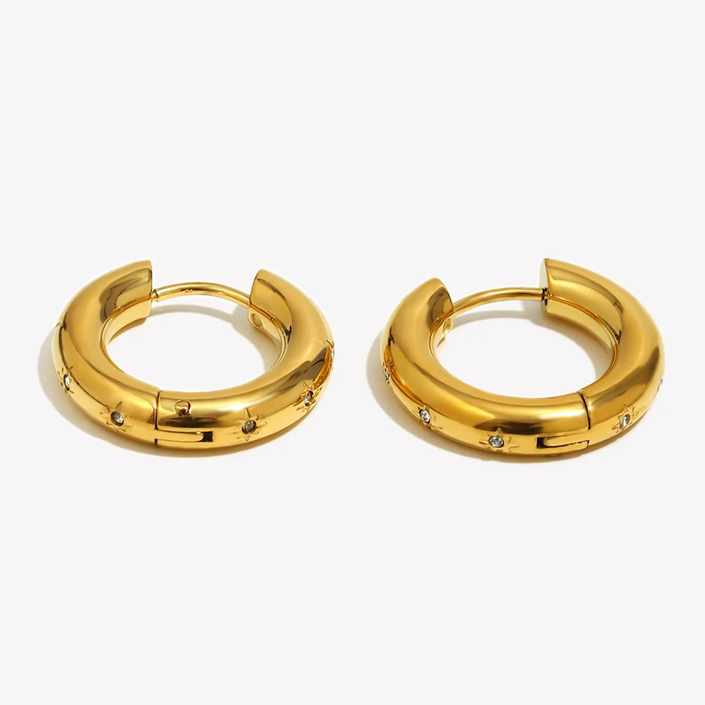 E.B. Belle-brincos grossos não manchados para mulheres, jóias com strass dourado estrela AAA zircão cz, moda, 2024
