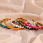 Design Caterpillar Pulseiras para Mulheres, Pulseiras Coloridas de Esmalte, Punho de Aço Inoxidável, Jóias Y2K Bonitos, Verão