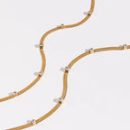 E.B.belle Design elegante oval quadrado zircão pedra espinha de peixe corrente gargantilha colar de aço inoxidável 18k joias banhadas a ouro