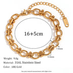 E b belle loja oficial oval flor artesanal corrente pulseira 18k banhado a ouro pulseiras de mão femininas 316l jóias de aço inoxidável