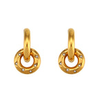 Ebbelle novo cristal pavimentado redondo grosso brincos de argola forma donut pingente de ouro colar conjunto de jóias de aço inoxidável para mulher