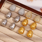 Ebbelle luxo zircão amendoim pingente brincos de aço inoxidável 18k banhado a ouro manchar livre jóias femininas festa hipoalergênico