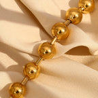 Ebbelle estilo clássico banhado a ouro contas redondas pulseira de aço inoxidável brilhante hipoalergênico à prova d'água joias femininas