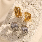 Ebbelle novo em forma de c múltiplas camadas linhas brinco de aço inoxidável 18k banhado a ouro festa simples jóias femininas