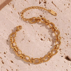 E b belle loja oficial oval flor artesanal corrente pulseira 18k banhado a ouro pulseiras de mão femininas 316l jóias de aço inoxidável