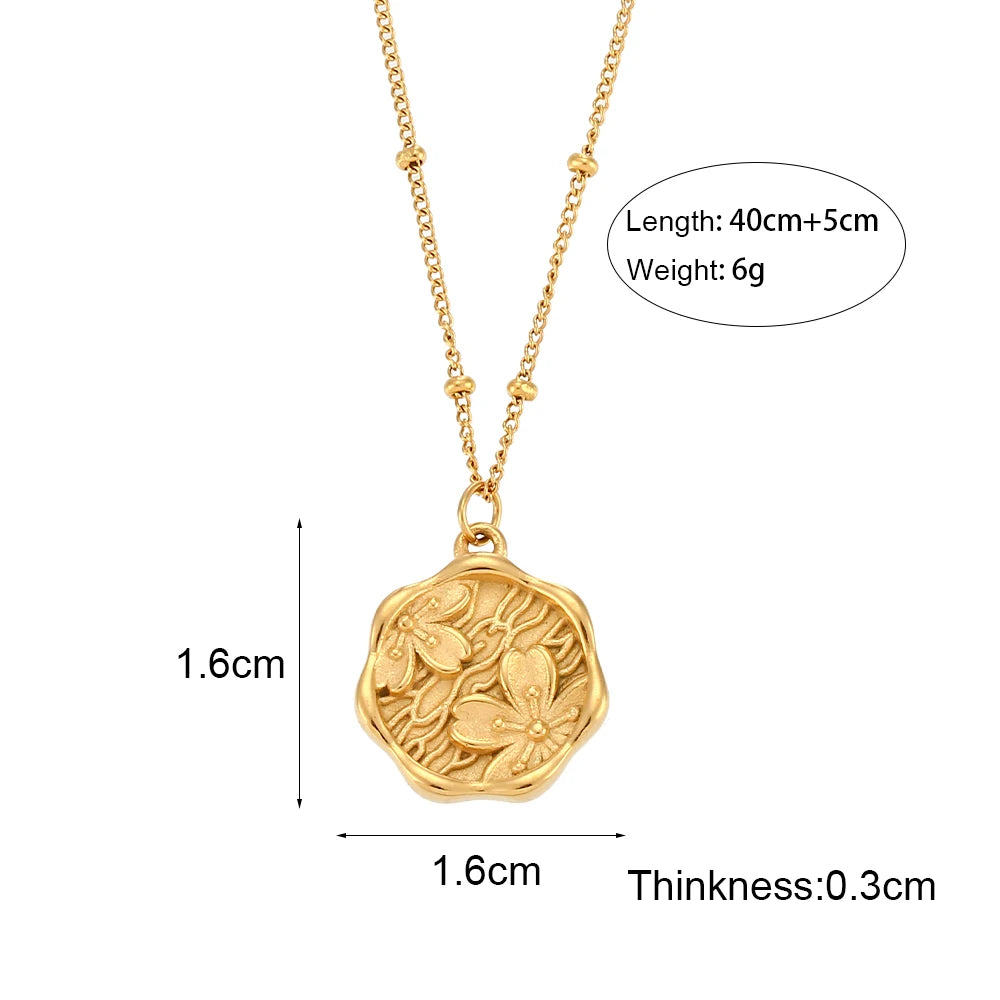 E.B.belle-Colar de aço inoxidável para mulher, banhado a ouro 18K, fundição romântica doce, colar Sakura, flores de cerejeira, colares de flores