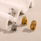Ebbelle novo em forma de c múltiplas camadas linhas brinco de aço inoxidável 18k banhado a ouro festa simples jóias femininas