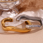 Ebbelle Pulseira aberta de onda líquida irregular exagerada banhada a ouro 18K pulseiras de mão femininas joias de aço inoxidável
