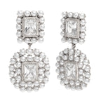 Ebbelle moda 18k banhado a ouro luxo emendado quadrado zircão completo pérola brincos feminino festa chique jóias não manchado