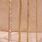 Ebbelle 2mm3mm4mm5mm brilhante luxo 3a zircão tênis corrente colares para mulher aço inoxidável banhado a ouro colar de dama de honra