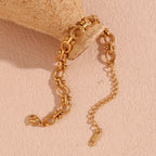 E b belle loja oficial oval flor artesanal corrente pulseira 18k banhado a ouro pulseiras de mão femininas 316l jóias de aço inoxidável