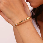 E.B.belle Pulseira com fivela de zircônia pontilhada, resistente à água, pulseira de aço inoxidável 316L para mulheres, joias banhadas a ouro 18K