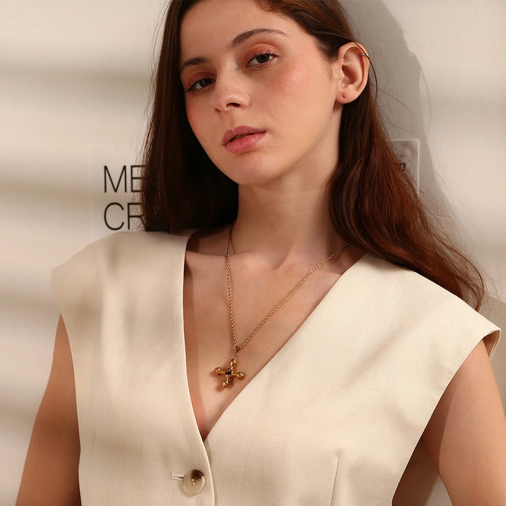 E.B. Belle-Ágata Leme Forma Colar Pingente, 18K banhado a ouro, aço inoxidável, Twists Cadeia, Pedra Natural, Cor Marrom
