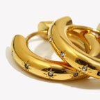E.B. Belle-brincos grossos não manchados para mulheres, jóias com strass dourado estrela AAA zircão cz, moda, 2024