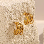 Ebbelle novo em forma de c múltiplas camadas linhas brinco de aço inoxidável 18k banhado a ouro festa simples jóias femininas