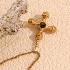 E.B. Belle-Ágata Leme Forma Colar Pingente, 18K banhado a ouro, aço inoxidável, Twists Cadeia, Pedra Natural, Cor Marrom
