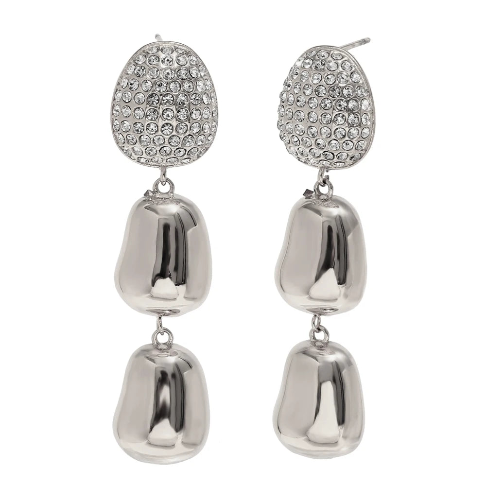 Ebbelle luxo zircão amendoim pingente brincos de aço inoxidável 18k banhado a ouro manchar livre jóias femininas festa hipoalergênico