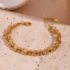 E b belle loja oficial oval flor artesanal corrente pulseira 18k banhado a ouro pulseiras de mão femininas 316l jóias de aço inoxidável