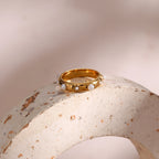 Ebbelle 18K banhado a ouro verde zircão pérola anéis para mulheres à prova d'água hipoalergênico delicado anel de ouro joias de aço inoxidável