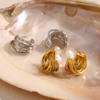 Ebbelle novo em forma de c múltiplas camadas linhas brinco de aço inoxidável 18k banhado a ouro festa simples jóias femininas
