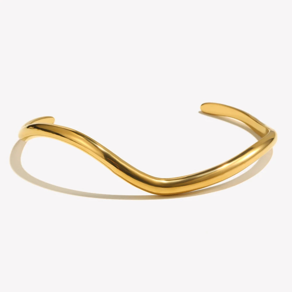 Ebbelle 2024 novo em férias praia acessórios à prova dwaterproof água forma de onda manguito pulseira para mulher pulseiras de aço inoxidável