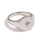 Anel de vedação E.B.belle Aspect North Star cor prata à prova d'água joias de aço inoxidável 316L acessórios banhados a ouro 18K