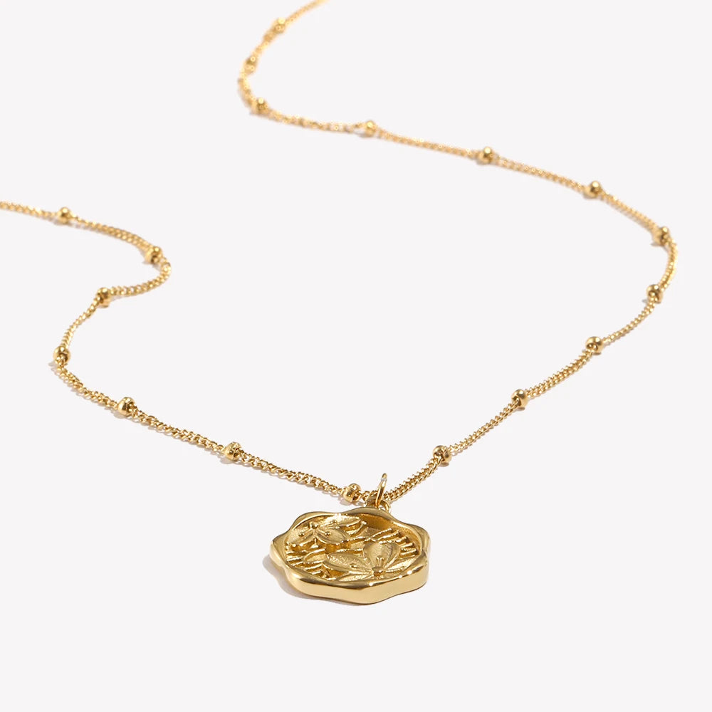 E.B.belle-Colar de aço inoxidável para mulher, banhado a ouro 18K, fundição romântica doce, colar Sakura, flores de cerejeira, colares de flores